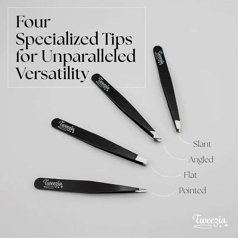 Houseify TWEEZIA Stainless Steel Tweezer Set - 4 Precision Tweezers with Mirror & Leather Case - Ideal Eyebrow Kit, Ingrown Hair Tweezers, Splinter Removal Kit or Pointed Tweezers for Beauty and Personal Care - Image 4